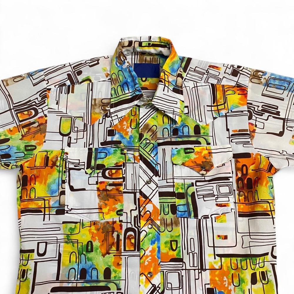 Vintage Abstract Pattern Button Up Shirt